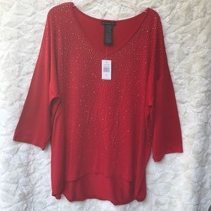 NWT Red VeeNeck with sparkles on front Sz XXL